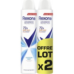 REXONA Déodorant spray Anti-transpirant Cotton Dry lot de 2 sprays