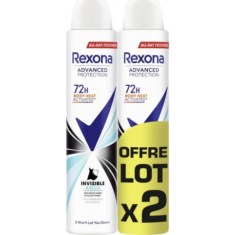 REXONA Déodorant spray Anti-transpirant Invisible Aqua lot de 2 sprays