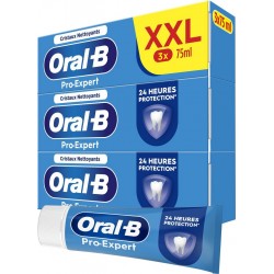 ORAL-B Dentifrice Pro-Expert Cristaux Nettoyants lot de 3 tubes de 75ml
