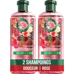 HERBAL ESSENCES Shampoing Douceur Parfum Rose Cheveux secs Vegan lot de 2 flacons de 250ml