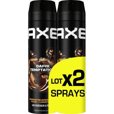 AXE Déodorant spray Homme Dark Temptation 48h Fraîcheur & Parfum lot de 2 sprays