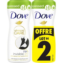 DOVE Déodorant spray compressé Anti-transpirant Invisible Dry Advanced Care lot de 2 sprays