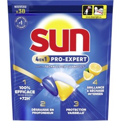 SUN PRO-EXPERT Capsules Lave-Vaisselle Citron 38 capsules