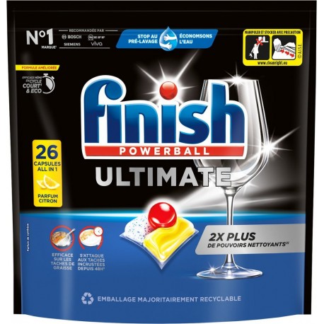 FINISH Capsules Lave-vaisselle Ultimate Citron pack de 26 capsules