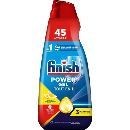 FINISH Gel Lave-Vaisselle Power Tout En 1 Citron le bidon de 900ml