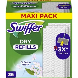 SWIFFER Lingettes Pour Balai Attrape Poussière Sols Propre et Frais 36 lingettes