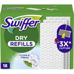 SWIFFER Lingettes Poussières Sèches Propre et Frais pour Balai 18 lingettes