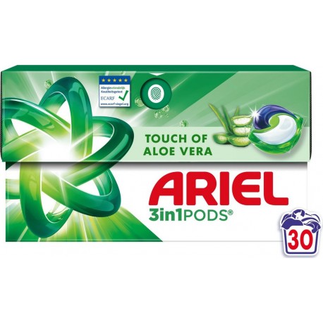 ARIEL Lessive Capsules 3en1 Pods Touch of Aloe Vera 30 capsules