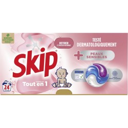SKIP Lessive capsules Tout-en-1 Peaux Sensibles 44 capsules