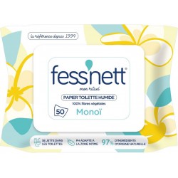 FESS'NET Papier Toilette Humide Monoï 100% Fibres Végétales Mon Rituel 50 lingettes