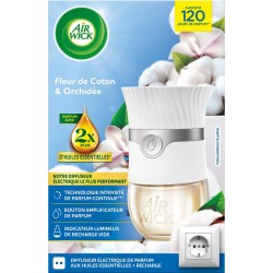 AIR WICK Désodorisant Diffuseur Électrique Fleur de Coton et Orchidée le diffuseur et la recharge