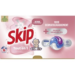 SKIP Lessive capsules Tout En 1 Peaux Sensibles 36 capsules