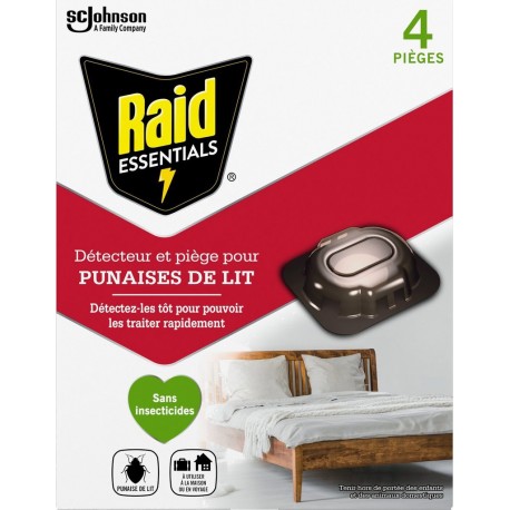 RAID Piège Insectes Détecteur et Piège Punaises de Lit Sans Insecticide lot de 4 pièges