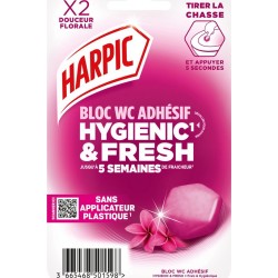 HARPIC Bloc WC Adhésif Hygienic Fresh Floral Brise Douceur 1 étui de 2 bloc