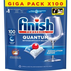 FINISH Capsules Lave-vaisselle Quantum Powerball All in One pack de 100 capsules