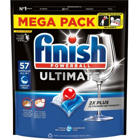 FINISH Capsules Lave-vaisselle Ultimate All In 1 pack de 57 capsules