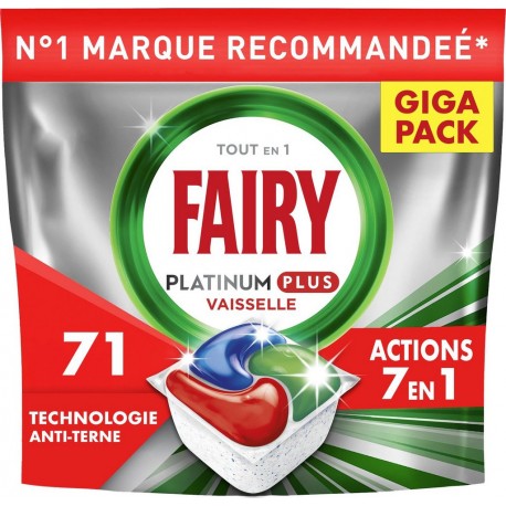 FAIRY Tablette lave-Vaisselle Platinum Plus Tout en 1 Action 7-en-1 71 tablettes