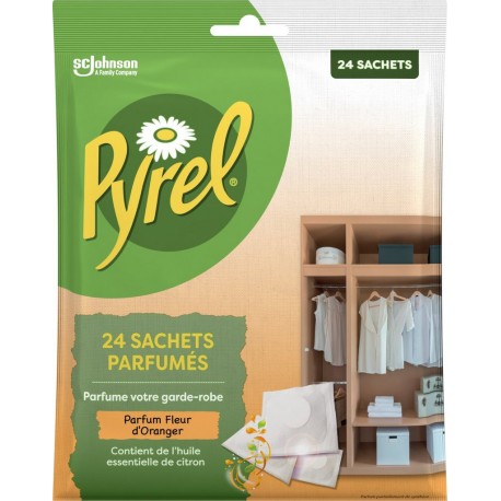 PYREL Anti-Mites Sachets Parfumés Fleur D'Oranger les 24 sachets