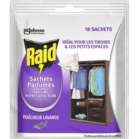 RAID Anti-Mites Sachets Parfumés Fraîcheur Lavande 18 pastilles