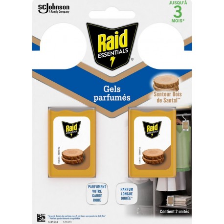 RAID Anti-Mites Gel Parfum Bois de Santal 2 gels parfumés