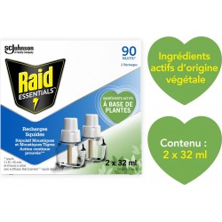 RAID Anti-Moustiques Répulsif Recharge Moustiques lot de 2 recharges
