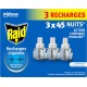 RAID Anti-Moustiques Répulsif Recharge Liquide Sans Parfum Action Continue lot de 3 recharge