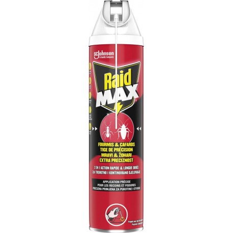RAID Anti-Rampants Spray Anti-Fourmis et Cafards Action Rapide et Continue Max l'aérosol de 400ml