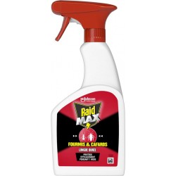 RAID Insecticide Spray Anti-Fourmis et Anti-Cafards Action Longue Durée 500ml