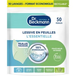 DR BECKMANN Lessive en feuilles L'Essentielle Hydrosoluble 50 feuilles