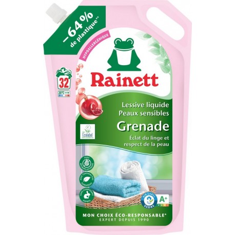 RAINETT Lessive liquide Hypoallergénique Grenade Ecolabel 1,6L