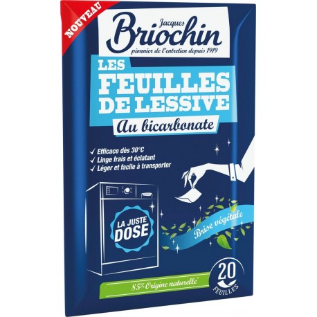 JACQUES BRIOCHIN Feuilles de Lessive Au Bicarbonate Parfum Brise Végétale 20