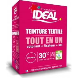 IDEAL Teinture Textile Tout en un Colorant + Fixateur + Sel Fushia 230g