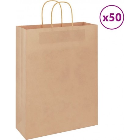 Vidaxl Sacs En Papier 50 Pcs Avec Poignées Marron 32x12x42 Cm