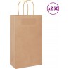 Vidaxl Sacs En Papier 250 Pcs Avec Poignées Marron 21x11x36 Cm