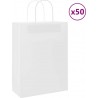 Vidaxl Sacs En Papier 50 Pcs Avec Poignées Blanc 26x12x35 Cm