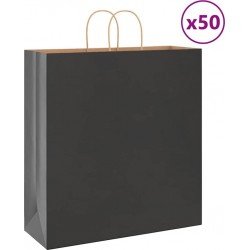 Vidaxl Sacs En Papier 50 Pcs Avec Poignées Noir 45x17x48 Cm