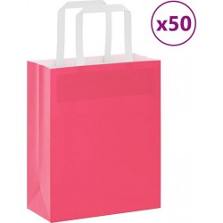 Vidaxl Sacs En Papier 50 Pcs Avec Poignées Rose 18x8x22 Cm