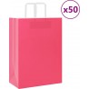 Vidaxl Sacs En Papier 50 Pcs Avec Poignées Rose 32x17x44 Cm
