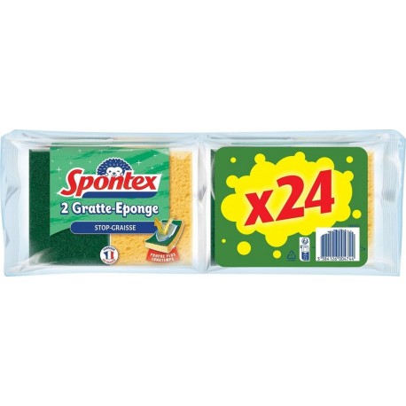 Spontex Lot De 12 Packs De 2 Gratte-eponge Stop-graisse 24 Éponges