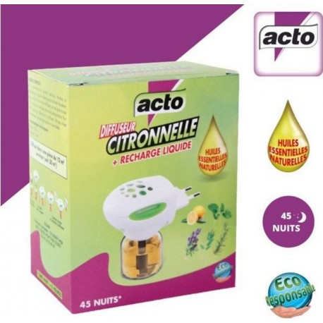 Acto Diffuseur Électrique Avec Recharge Liquide Citronnelle,
