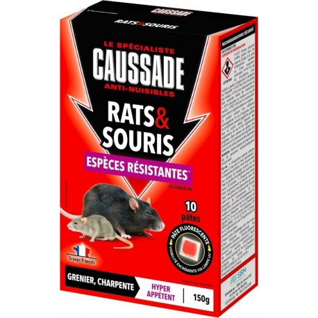 Caussade Anti Rats & Souris Espèces Résistantes , Hyper Appétent 10 X 15grs