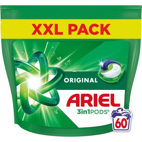 ARIEL Lessive Capsules 3en1 Pods Original 60 capsules