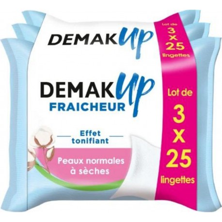 DEMAK'UP LINGETTE DEMAQUILLANTE VISAGE & YEUX 3x25 75CT SEC & SENSIBLE