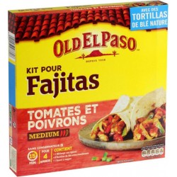 Old El Paso Kit pour Fajitas Tomates et Poivrons Médium 500g (lot de 3)