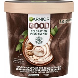 GARNIER Coloration Permanente 5.0 Châtain Clair Café Sans Amoniaque Couvre 100% Cheveux Blancs Good