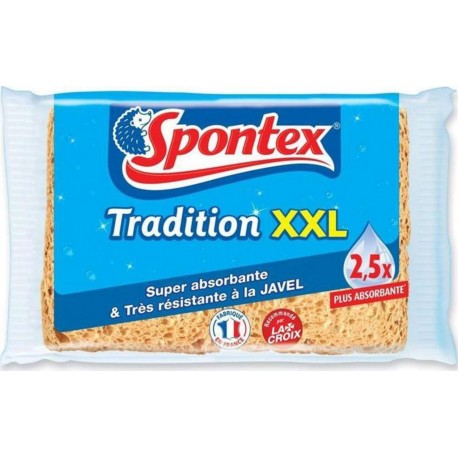 Spontex Eponge Tradition XXL 2,5x Plus Absorbante Par 2 (lot de 3 soit 6 éponges)