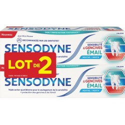SENSODYNE Dentifrice Sensibilité Gencives Email Menthe lot de 2 tubes de 75ml