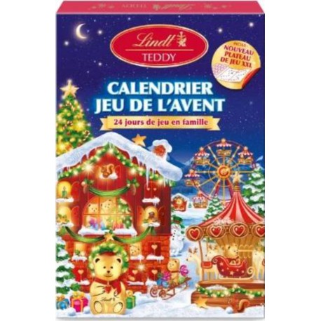 LINDT Calendrier Jeu de l'Avent Enfants Chocolat au Lait Teddy 191g