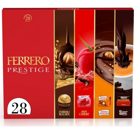 FERRERO PRESTIGE Assortiment de Chocolats Lait et Noisettes, Noir, Liqueur Cerise, Café et Noisette grillée 320g