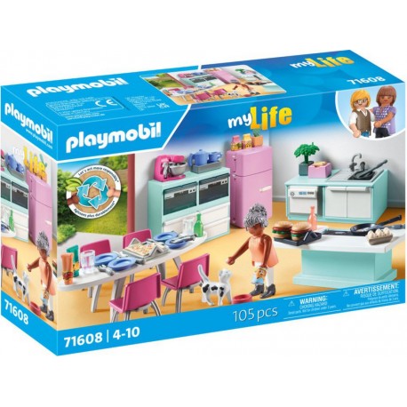PLAYMOBIL Jeux d'imitation Cuisine avec ilôt central